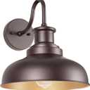 Outdoor Gooseneck Barn Light Outdoor Wall Sconce Farmhouse Exterior Wall Mount Light Vintage Wall Lighting Fixture Industrial Bronze Lantern for Porch, Entryway, Garage, 1 Pack, RZ007 ORB (01RZ007-1 PACK
