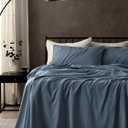 SLEEP ZONE King Size Sheets Set - Bed Sheets for King Size Bed - Washed Microfiber - 4 Piece Hotel Luxury Bedding Sheets with Fitted Sheet, Flat Sheet & 2 Pillowcases - Deep Pocket (Flint Stone Blue)