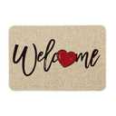 Welcome Love Heart Valentine's Day Doormat, Home Decor Low-Profile Switch Rug Door Mat for Indoor Outdoor 17x29 Inch