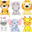 6 Pcs Mini Stuffed Forest Animals Jungle Bulk Plush Animal Toys 4 Inch Cute Plush Elephant Lion Giraffe for Baby Shower Christmas Birthday Gift Stuffer Toy Themed Party Decoration(Lovely)