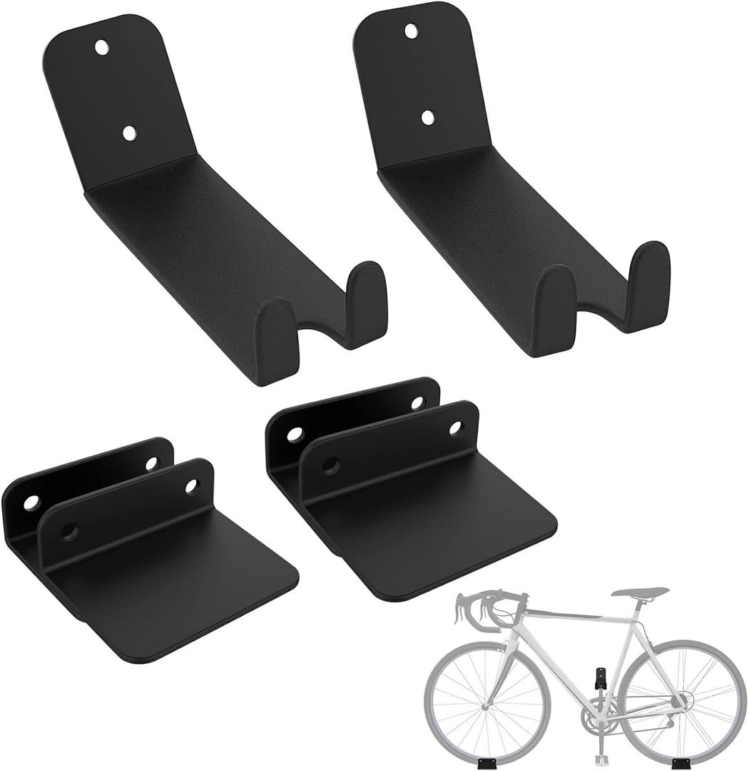 WALMANN 2 Pack Bike Pedal Hanger Wall Mount, Heavy Duty Horizontal Bike Rack for Garage Wall, Bike Display Stand for Home Holds Up to 70 LBS