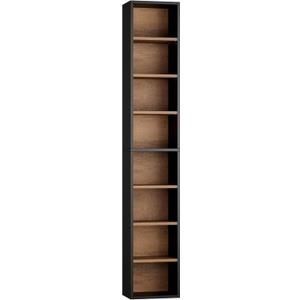 FOTOSOK 8-Tier Media Tower Rack, 11.6 X 9.3 X 71 Inches CD DVD Slim Storage Cabinet with Adjustable Shelves, Tall Narrow Bookcase Display Bookshelf for Home Office, Black/Brown