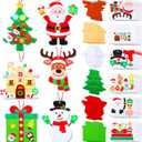 Poen 36 Pcs Christmas Felt Crafts for DIY Christmas Tree Santa Claus Snowman Stockings Ornaments Felt Gingerbread House Gift Boxes Crafts for Xmas Tree Party Supplies