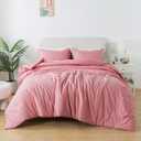 Pink Comforter Set Full Size, Solid Blush Girls Pink Down Alternative Boho Bedding Comforter Set, Breathable Fluffy Microfiber 3 PCS Comforter Set for All Seasons