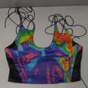 CAPE CLIQUE Y2K Tops Rave Outfits Sexy Tops for Women Party Club Night Halter Sleeveless 3D Body Print Summer Crop Tank Top (Small, Purple-blue)