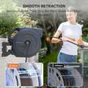 Giraffe Tools Heavy-Duty Wall-Mounted Hose Reel, 5/8" x 90 ft Retractable Hose with Automatic Rewind, 180 Swivel, Any-Length Lock & 9-Pattern Nozzle (Dark Grey)