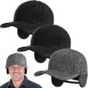 Coume 3 Pack Winter Baseball Cap with Ear Flaps Baseball Winter Hats with Earmuffs for Men Outdoor Sports Running (Dark Gray, Light Gray)