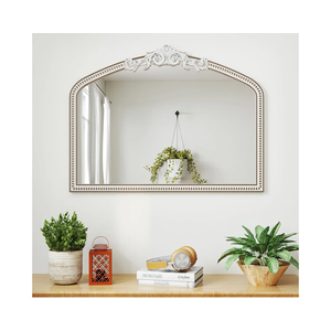 HOITUZYUS Large Baroque Arched Wall Mirror: 42x32 Inchces Wooden Mirror - Ornate Vintage Decorative Mirrors for Living Room, Entryway, Bedroom, Fireplace