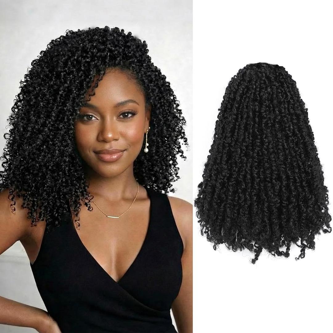 Yanky Twist Crochet Hair (10+12+14inch)*3,Total 9 packs,Natural Black,Pre-Looped Yankee Twist Mini Passion Twist,Pre-Twisted Micro Spring Twist,Boho Senegalese Twist Crochet Hair with Curly Ends (1B#)