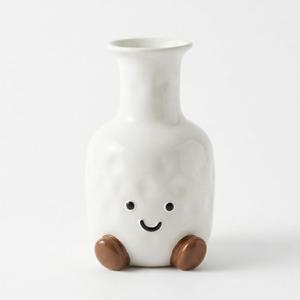 Cute Smile Face Vase White Ceramic Cute Flower Vase for Home Decor, Modern Decor Vase for Living Room Bedroom, for Women Friends Family