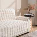 Plush and Fuzzy Shaggy Couch Cover, Dog Pad Faux Fur Sofa Cover, Water Resistant Slipcover, Non-Slip Furniture Protector for Kids,Dogs,Cats.(White-Bubble, Large Sofa)