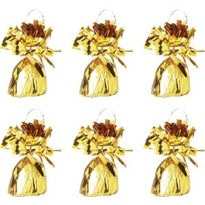 Beistle Metallic Wrapped Balloon Weight  6 Pack, Gold Balloon Centerpiece Bouquet Holders, Party Decoration Accessories for Birthdays, Weddings, Graduations, and Retirement Celebrations, 6 Oz