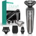 VOYOR Electric Razor for Men Cordless Shavers for Shaving with face sideburn Nose Ear Hair Rechargeable Wet Dry Waterproof TX410 New (New Version-Grey)