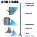 2 Pack Sun Shade Poles 10Ft Shade Sail Poles with Flat Base 2.4" Diameter Heavy Duty Shade Sail Post with 3 Rings for Garden Yard Backyard Ground Grassland