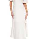 2025 Summer Women's Satin Off Shoulder Formal Dress Wedding Guest Elegant Butterfly Sleeve Split Cocktail Prom Midi Dresses White S