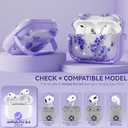 Inesore for AirPods Pro 3 Case 2025 with Lock, for Women Girly Floral Clear Case Compatible with Apple Airpods Pro 3rd Generation Cover, with Phone Stand,Keychain & Cleaner Kit -Purple Flower