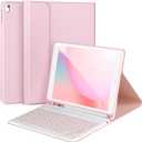 Keyboard Case for iPad 9/8/7th Gen, 10.2 inch, Detachable Bluetooth Keyboard, Pink