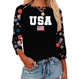 American Flag Shirts for Women Patriotic Tshirts 4th of July Shirt Girls USA Outfits Stars Stripes Tee Tops Usa Black XXL