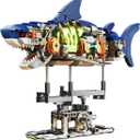 Mechanical Shark Building Set with LED Light, 687 PCS Movable Ocean Animal with Display Stand, Sea Fish Building Block Toy, Home Decor Gift for Adults Teens Kids Boys Ages 12+