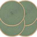 Round Braided Placemats Set of 4 Table Mats 15 Inches Washable Heat Resistant for Dining Table Non-Slip Indoor Outdoor Place Mats for Thanksgiving Christmas Easter(Green Wide Edge 4)