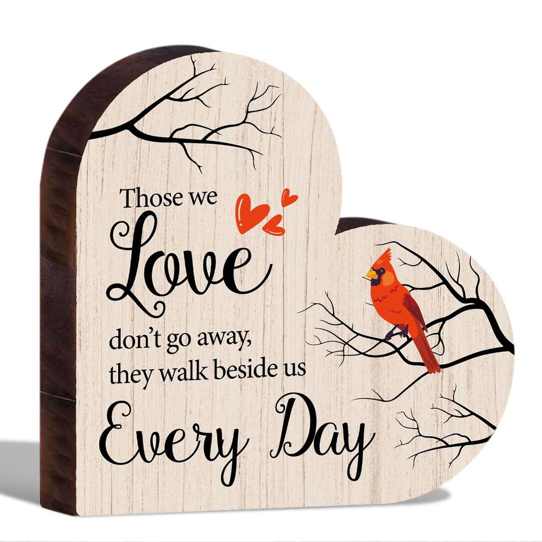 3 x Sympathy Gifts for Loss of Loved One - Cardinal Bird Wooden Sign Bereavement & Memorial Gifts - Desk Decor & Table Centerpieces - For Father & Mother - 110