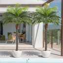 5ft Artificial Phoenix Palm Tree for Outdoor Indoor Decor, Faux Coconut Silk Palm Tree Tropical Fake Tree Plant for Outside Patio Indoor Home Office Bathroom Pool Coastal Decor (Set of 2)