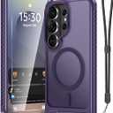 for Samsung Galaxy S26 Ultra Case with Screen Protector+Lanyard Wrist Strap,Magnetic Translucent Matte Rugged Slim Phone Cover Built in Invisible Kickstand [Fit for MagSafe],2026 Purple