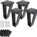 Orgerphy 6 inch Black Bench Legs Set of 4| Triangle-Shape Heavy Duty Table Legs Furniture Legs| Black Metal for Sofa Couch Dresser| Metal Legs for Coffee Table (6 inch)