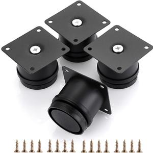 OwnMy 4PCS 2 Inch Stainless Steel Furniture Legs Feets Metal Cabinet Desk Legs, Adjustable Round Metal Furniture Risers Replacement Leg Corner Feet Heavy Duty Table Leg Extenders for Sofa Chair (Black)