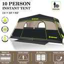 10 Person Instant Tent, Waterproof Pop Up Tents for Camping with Rainfly, 60 Seconds Easy Setup, Automatic Cabin Tent for Family Camping with Expandable Carry Bag & Upgraded Ventilation
