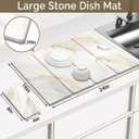 Large Stone Dish Drying Mat for Kitchen Counter, 2 PCS Quick Dry Stone Mats, Foldable Water Absorbing Diatomaceous Earth Drying Dishes Pad for Countertop Bottle Utensil Cup(Yellow White 24"x16"&8"x4")