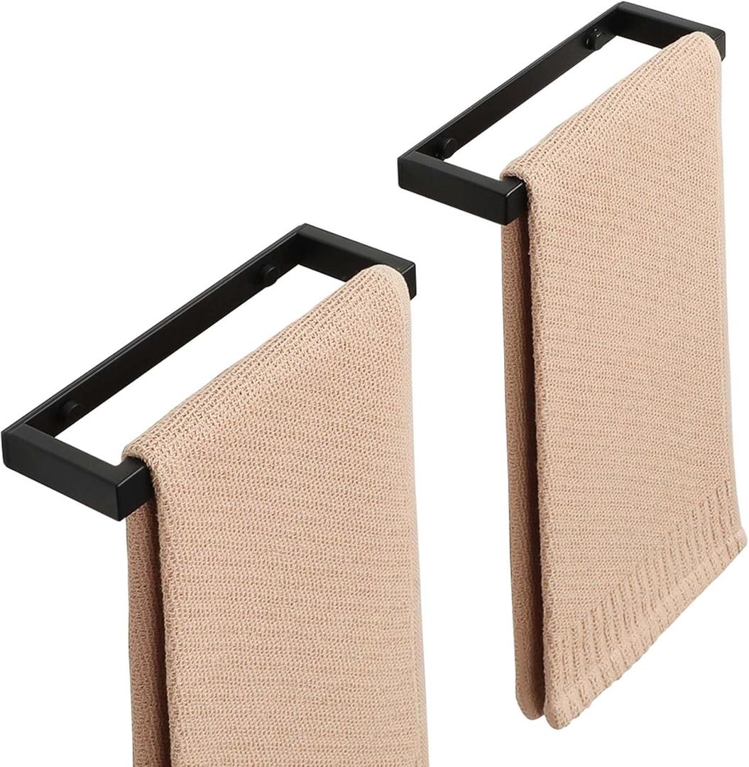 Alise Hand Towel Holder,Wall Mount Towel Bar for Bathroom,Towel Rack for Lavatory,8 Inch Towel Hanger SUS304 Stainless Steel Towel Rail,Matte Black 2-Pack