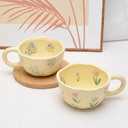 XinHuiGY Cute Coffee Mug, Ceramic Tea Mugs, Kawaii Coffee Cup, Handmade Creative Flower Mug with Spoon, Aesthetic Mug for Milk Cocoa, 250ml, Mother Day Gift for Mom Women Christmas