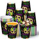 60 Pcs Mardi Gras Party Paper Cups 9 oz Carnival Masquerade Disposable Cups Carnival Masks Celebration Parade Costume Party Supplies for Juice Coffee Hot Cold Beverage Drink