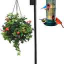 Shephard Hooks Outdoor 76 Inches for Lanterns Double Hooks Heavy Duty Shepherd Stand Plant Hanger Yard Hooks for Solar Lights,Bird Feeder Wedding Adjustable Height&Hooks Powder Coated