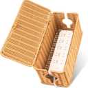 Cable Organzier Box, Handwoven Imitation Rattan Power Strip Cover Cable Management Box, 2 Open Slots Cord Organizer Cord Storage Basket for Computer Router USB Hub and Power Strip (Medium, Nature)