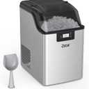 Zstar Nugget Ice Maker, Stainless Steel Countertop Ice Machine with 44Lbs/24H Output, Crunchy Sonic Ice Maker Machine, Self-Cleaning Portable Ice Maker with Freestanding Ice Scoop for Home,Office,Bar