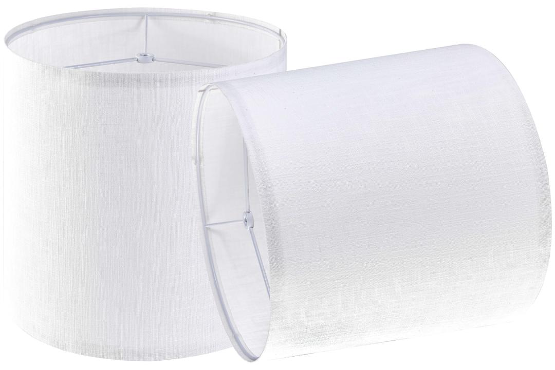 Set of 2 White Tall Linen Drum Lamp Shades Modern Lamp Shade 10" Top x 10" Bottom x 10" High (Spider) Medium Lampshade for Table & Beside Lamp  Lampshades Replacement By GO&SO