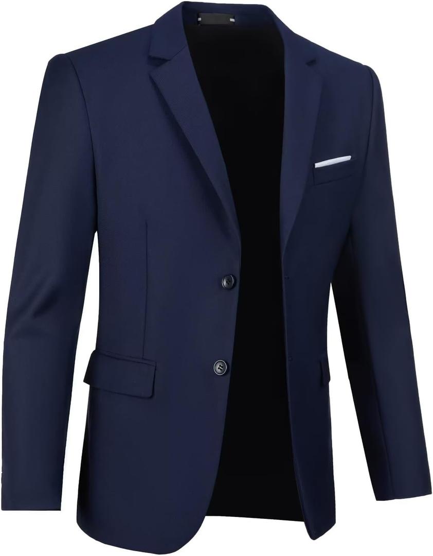 Mens Suit Jackets Casual Two Button Slim Fit Blazers Suit Separates Coat Sport Coats with Pockets for Wedding Prom Party (3X-Large, Navy Blue)