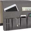 NB Sofa Armrest Organize remote holder bedside caddy organizer with 5 pocketsnon-slip couch remote control holder couch armchair caddy accessories (Dark Grey, 35''x18'')