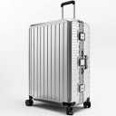 LUGGEX Checked Suitcase with Spinner Wheels, 8010S Aluminum Frame Zipperless Polycarbonate Hard Shell Suitcase (ZX-Core, Silver, 28 Inch)