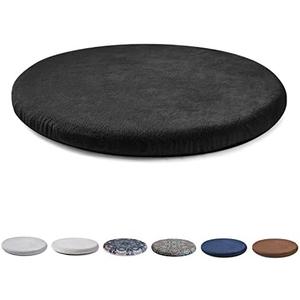 2 PCS Gumcoly Round Memory Foam Chair Cushion Circle Bar Stool Pad Detachable Chair Seat Cushion with Removable Cover and Rubber Back Anti Slip Kitchen Dining Chair Pad 17 Inches Black