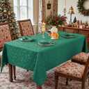 Larponder Christmas Jacquard Tablecloth, Pine Cone Xmas Tablecloth, Washable Spill-Proof, for Christmas Dinner, Holiday, Parties, New Year, Winter (Square, 52"x52", Green)