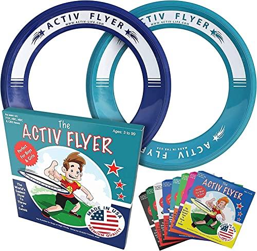 Activ Life Flying Rings for Kids, Fun Beach Toys, Gifts for Boys Girls Teens, Cool Family Outdoor Games, Play at Swimming Pool, Playground, Basket Fillers Birthday Presents, Navy/Teal
