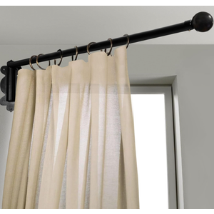 Swing Arm Curtain Rod, Black, 35.4'' Long, 1.1'' Diameter Pole, Rotate about 180 degrees, Detachable Ball Finial, 1 Piece