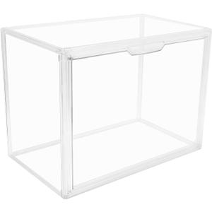 Clear Stackable Plastic Storage Bins with Magnetic Lid, Dustproof Book & Cosmetic Display Cases, Large Figures Collectibles Showcase, Shoe Box, Protection Organizer (Transparent, L-1 Pack)