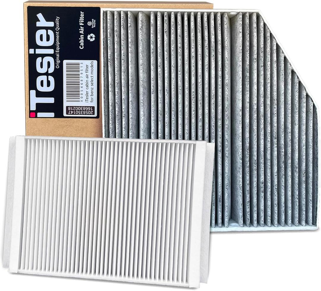 cabin air filter kit fits Mercedes GLC300 (2015-2022), C300 (2015-2023), E300 (2017-2019), E400 (2018), E350 (2020-2023), E450 (2021-2023), Replaces OEM 2058350147&1668300218