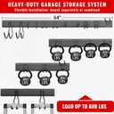 Garage Tool Organizer Wall Mount, Easy to 64inch Install Heavy-Duty Garage Storage System with 11 Adjustable Hooks, Garden Tool Rack for Shovels, Rakes, Yard Tools