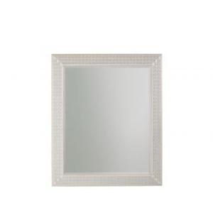 18"x24" Large Wall Mirror, White Woodgrained Frame with Silver Embossed Detail & Beveled Detail Mirror, Vertical & Horizontal Wall Hanging Mirror for Bathroom, Bedroom & Livingroom