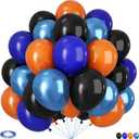 Black Orange Blue Balloons, 60pcs 12Inch Black and Orange Balloons,Metal Blue Balloon for Graduation Baby Shower Birthday Engagement Party Decorations